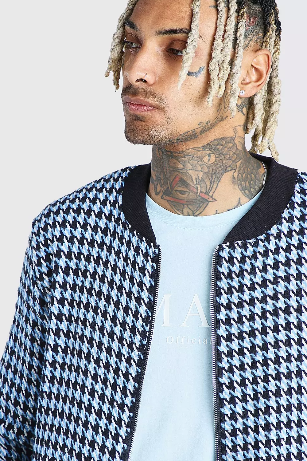 Houndstooth bomber outlet jacket